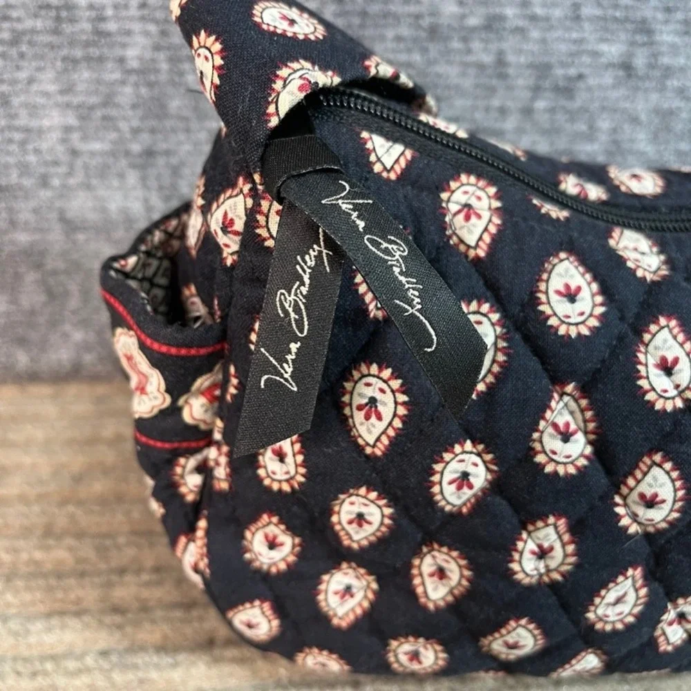 Vintage Vera Bradley Navy Paisley Quilted Cotton Shoulder Bag Mini Hobo Purse